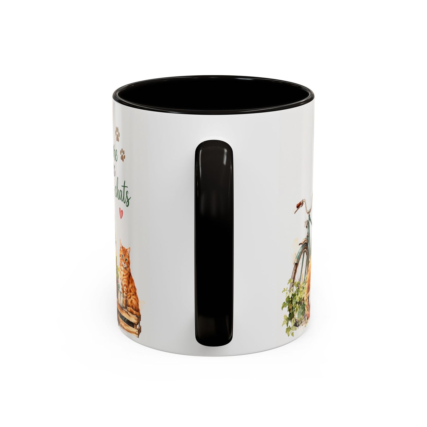 Tasse Chat Aquarelle Vintage – La Vie est Meilleure avec des Chats – Mug Déco Champêtre et Félin 325ml