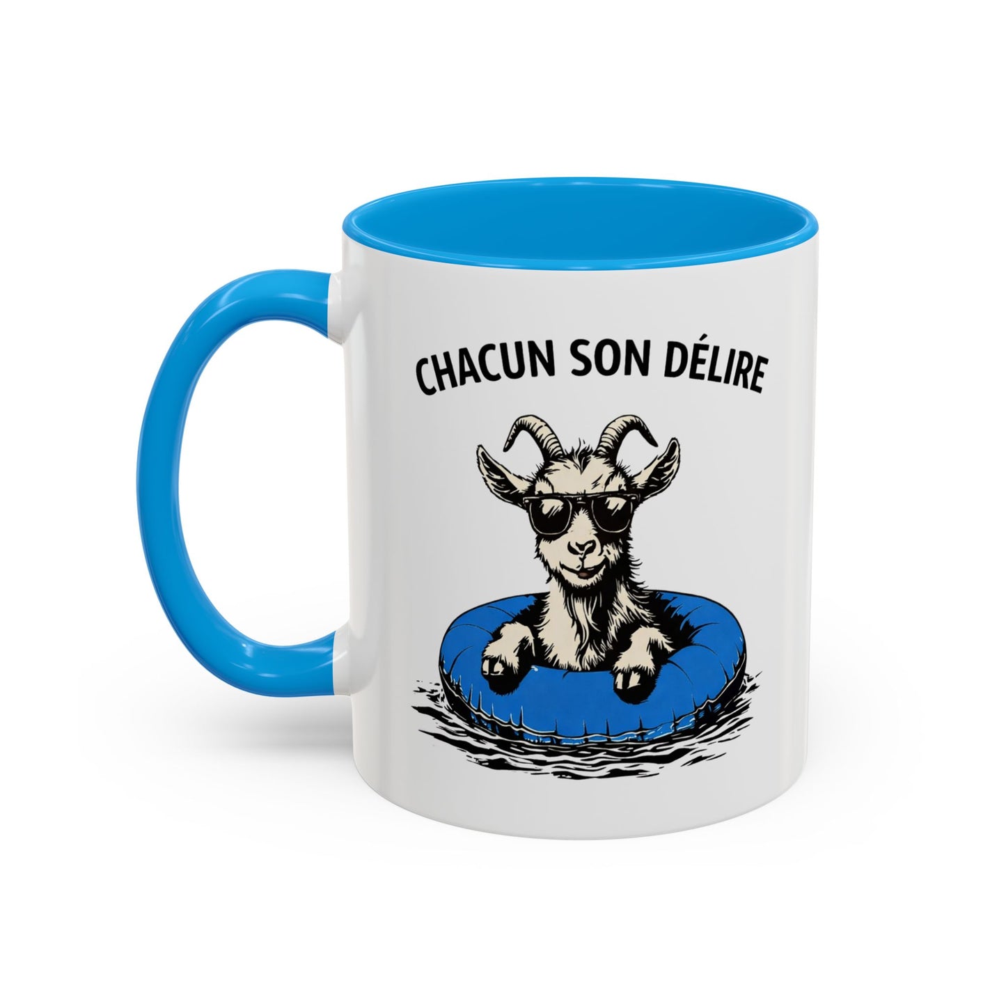 Tasse Chèvre Humour Chacun Son Délire 325ml – Mug Céramique Animal Fun Lunettes Cadeau Original