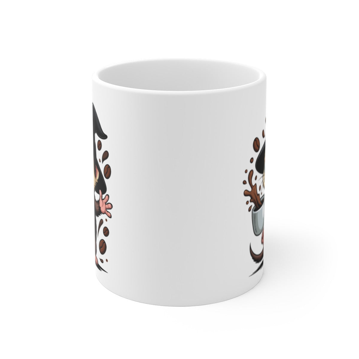 Mug Furet Sorcier Café – Tasse Céramique 325ml – Illustration Animalière Drôle Halloween