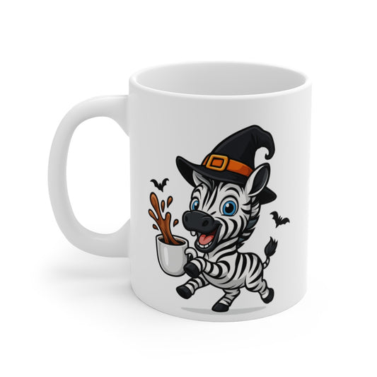 Mug Zèbre Sorcier Café – Tasse Céramique 325ml – Illustration Animalière Drôle Halloween
