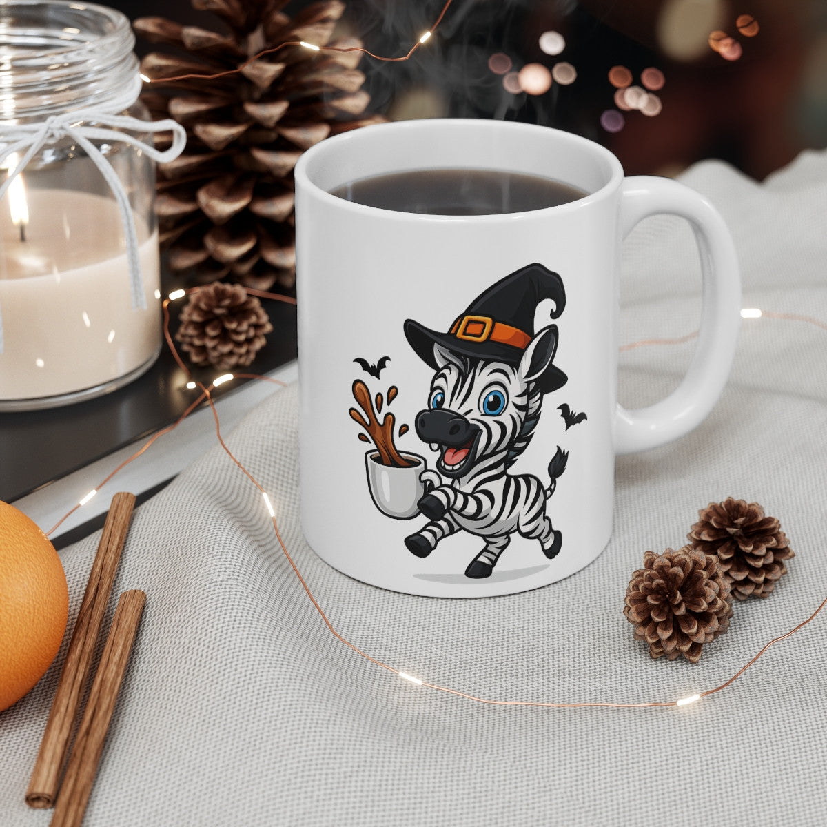 Mug Zèbre Sorcier Café – Tasse Céramique 325ml – Illustration Animalière Drôle Halloween