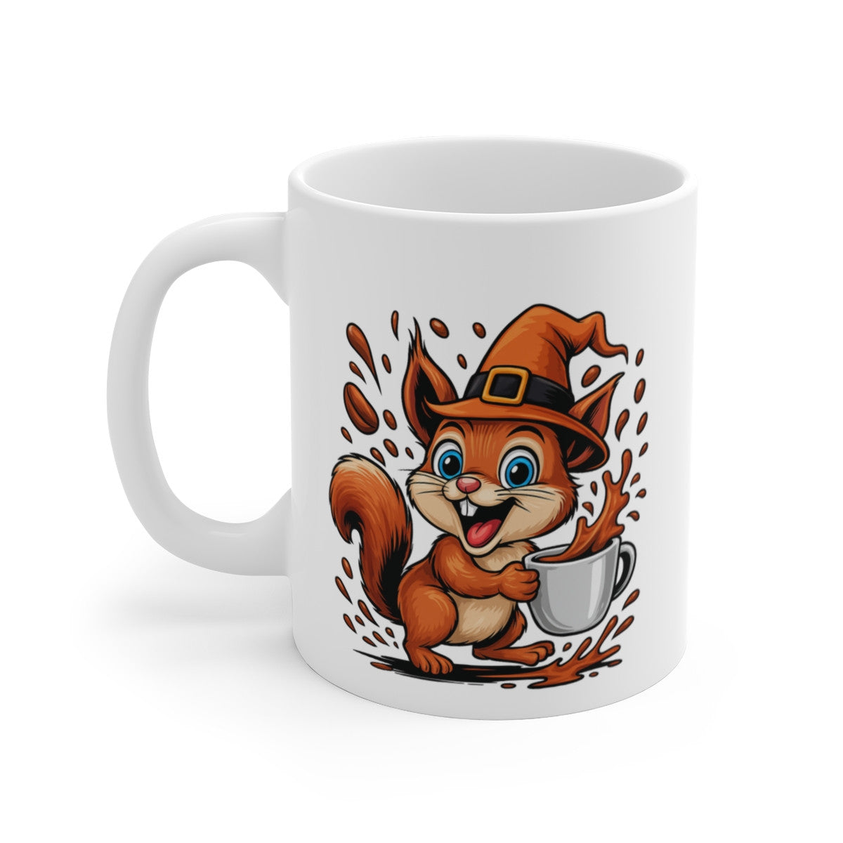 Tasse Écureuil Sorcière Halloween – Mug Céramique Café 325ml – Cadeau Fantaisie Original