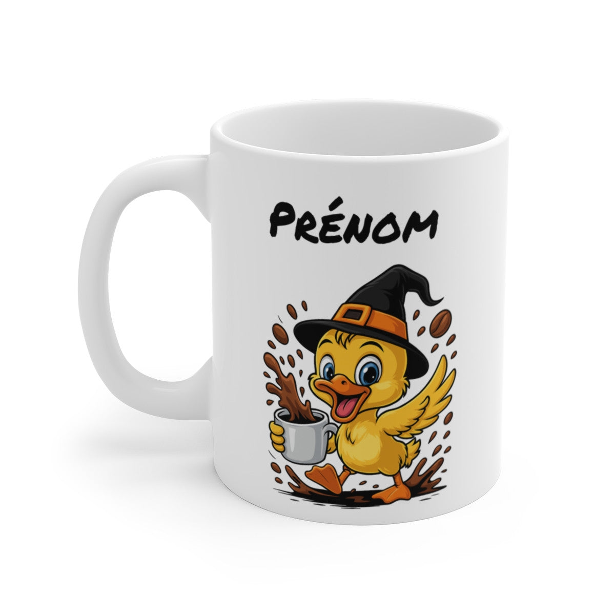 Tasse Personnalisable Canard Sorcière – Mug Halloween Prénom 325ml – Cadeau Fantaisie Original