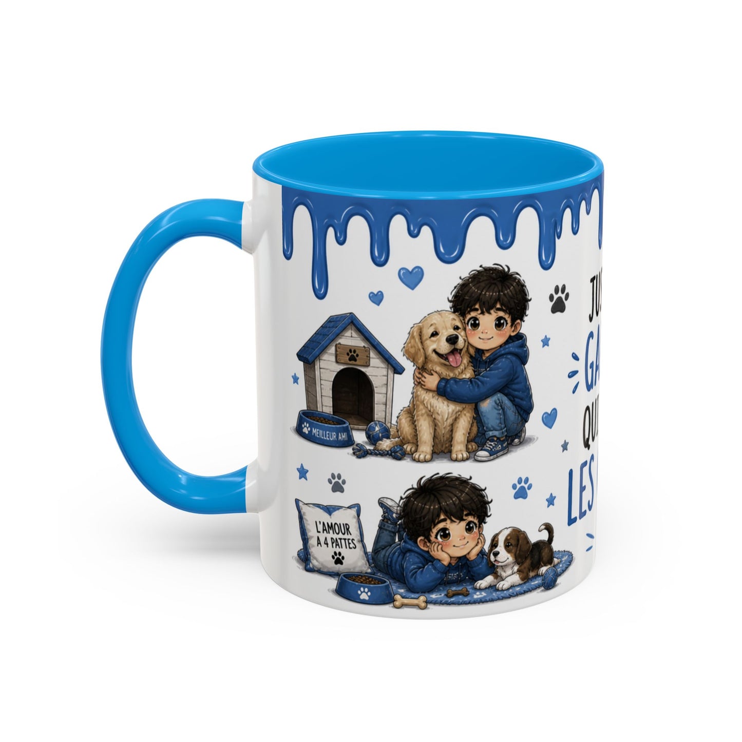 Tasse Juste Un Garçon Qui Adore Les Chiens – Mug Chien Garçon Kawaii Bleu – Cadeau Passion Chiens 325ml