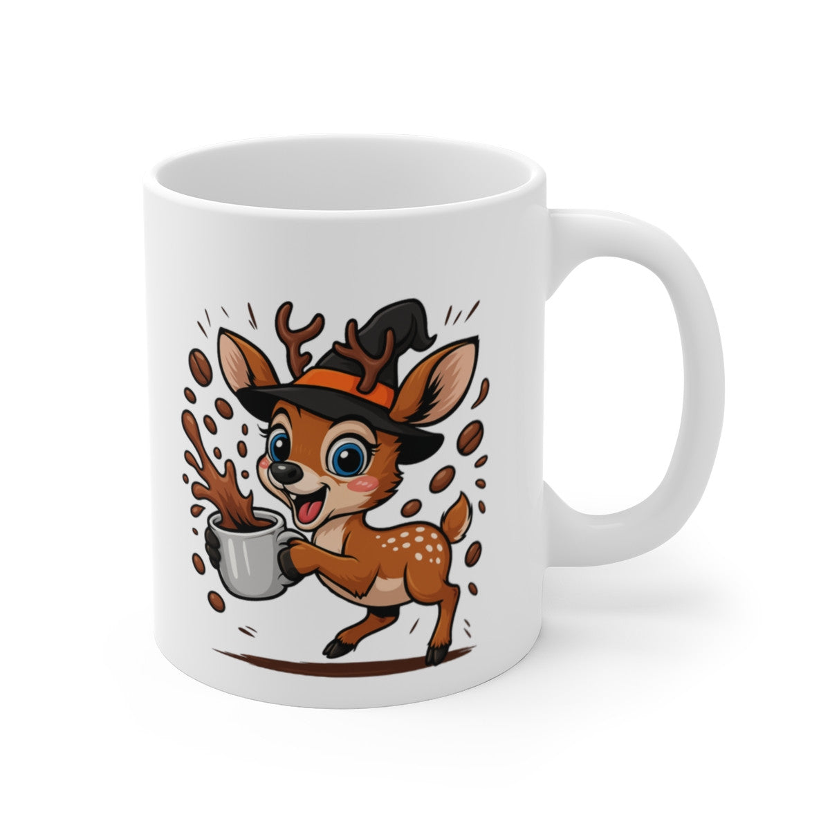 Mug Céramique Faon Sorcier Café – Tasse Halloween Animaux Mignonne 325ml – Cadeau Original Café Thé