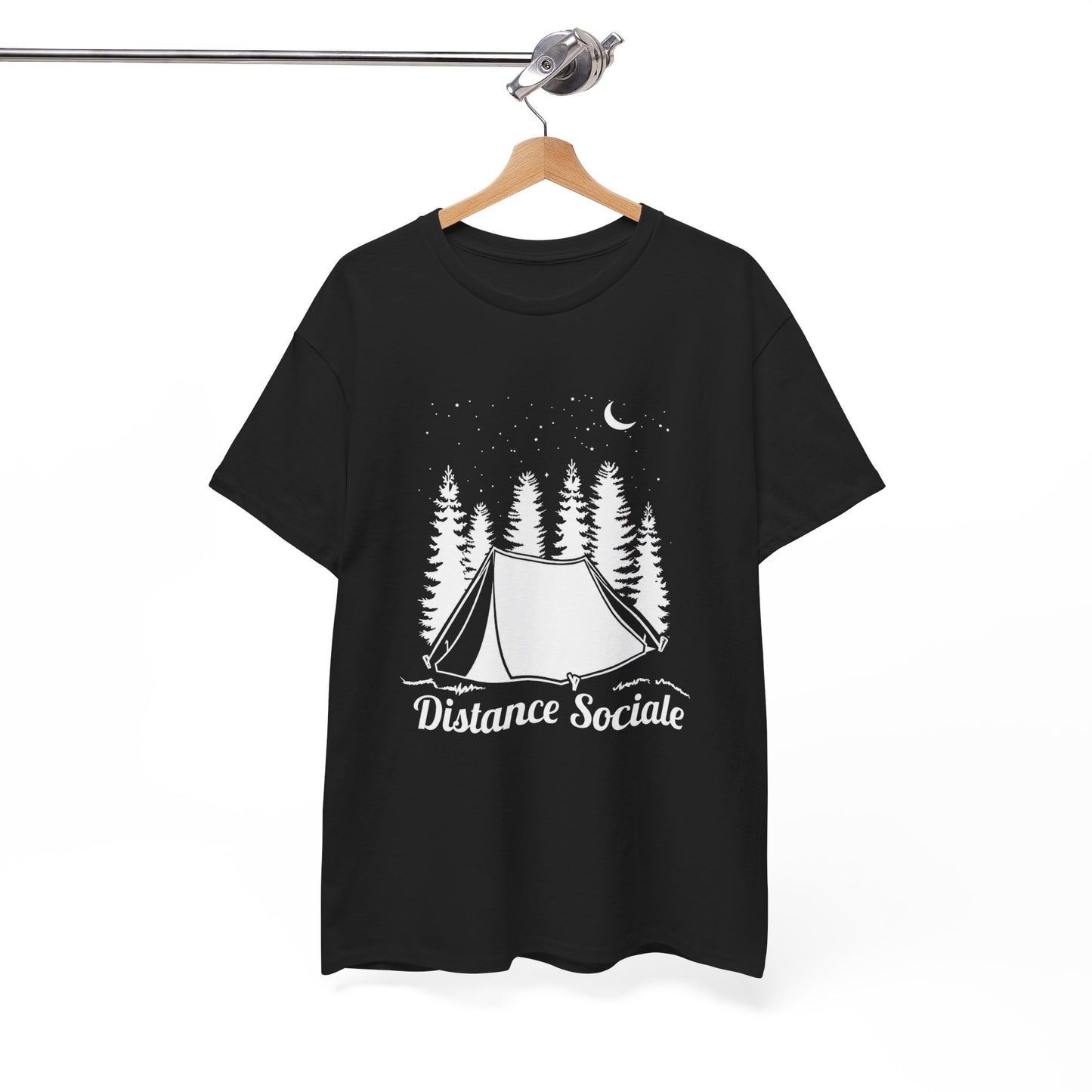 T-Shirt Camping Homme et Femme – Cadeau Campeur Randonnée Bivouac – Humour Distance Sociale Nature Forêt – Idée Cadeau Plein Air