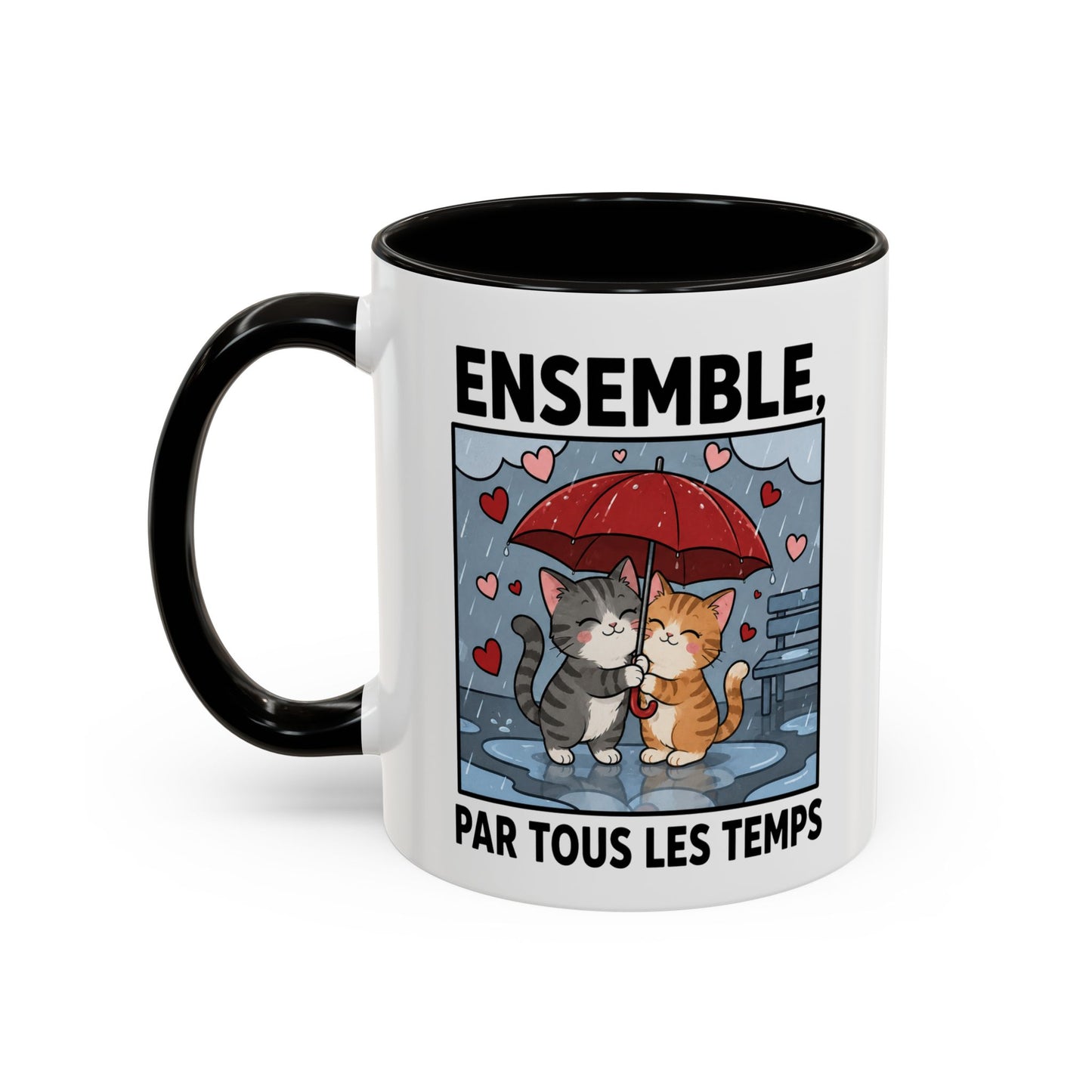 Tasse Ensemble Par Tous Les Temps – Mug Couple Chats Amoureux – Cadeau Saint-Valentin Homme Femme 325ml