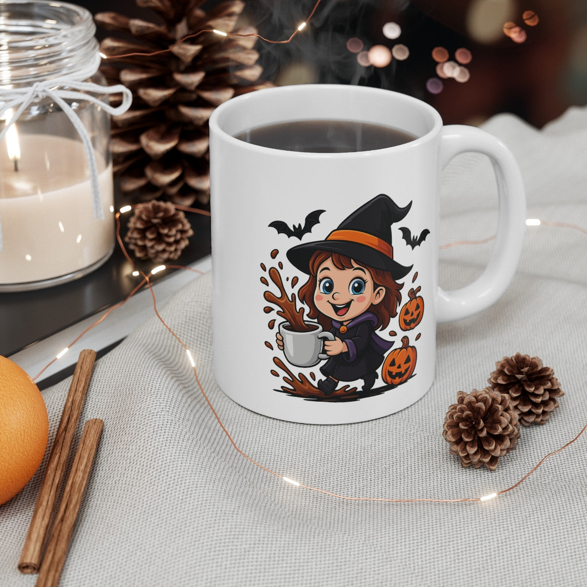 Mug Céramique Sorcière Halloween – Tasse Citrouilles Mignonne 325ml – Cadeau Original Café Chocolat