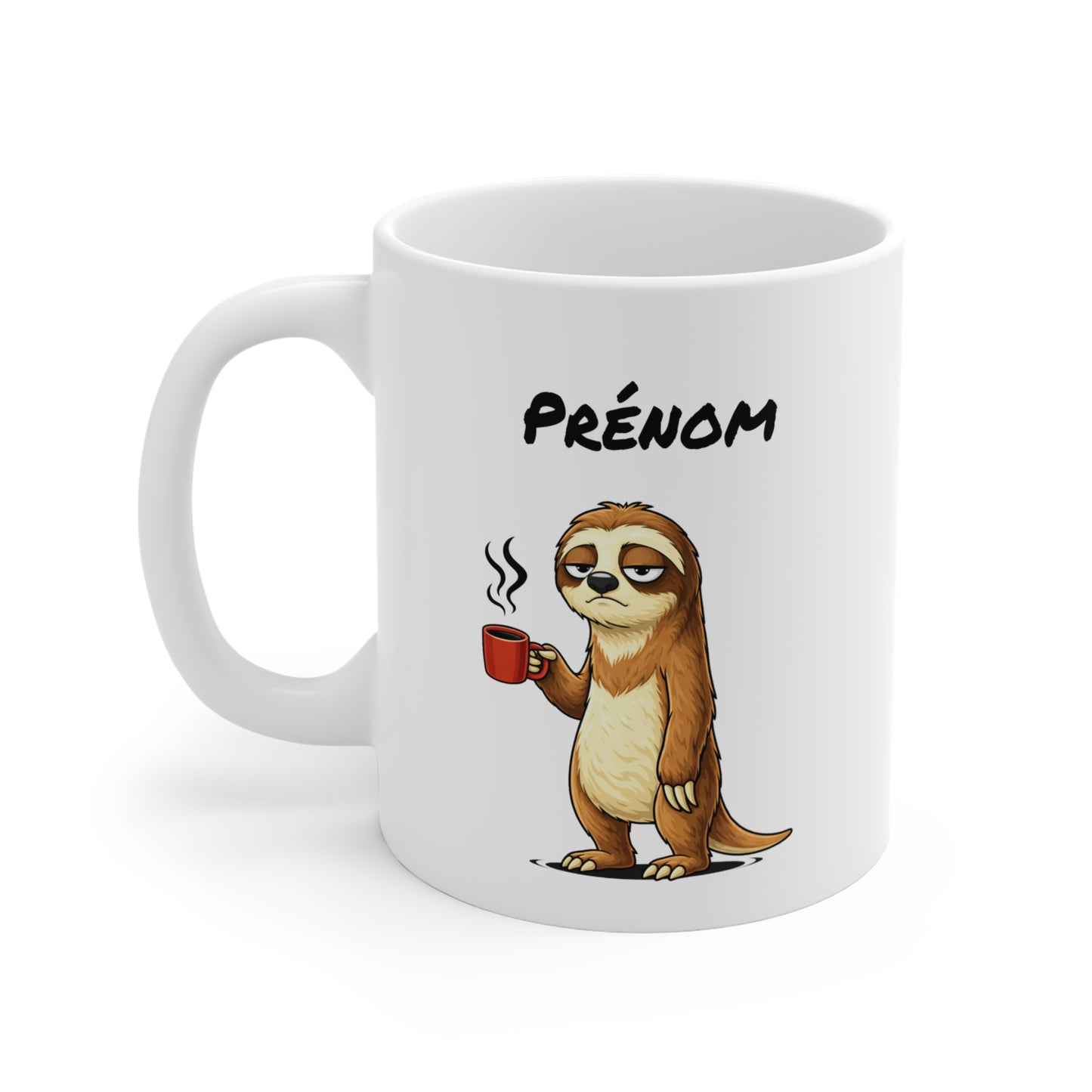 Mug Paresseux Personnalisable 325ml – Tasse Café Humour Fatigue Matin Drôle Cadeau Original Mignon