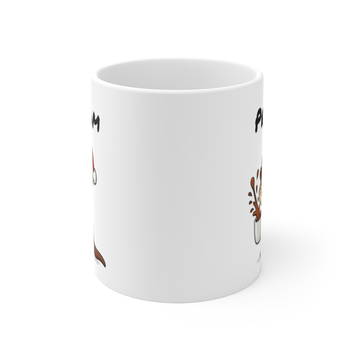 Tasse Personnalisable Loutre Noël – Mug Prénom Céramique 325ml – Cadeau Fêtes Mignon Original