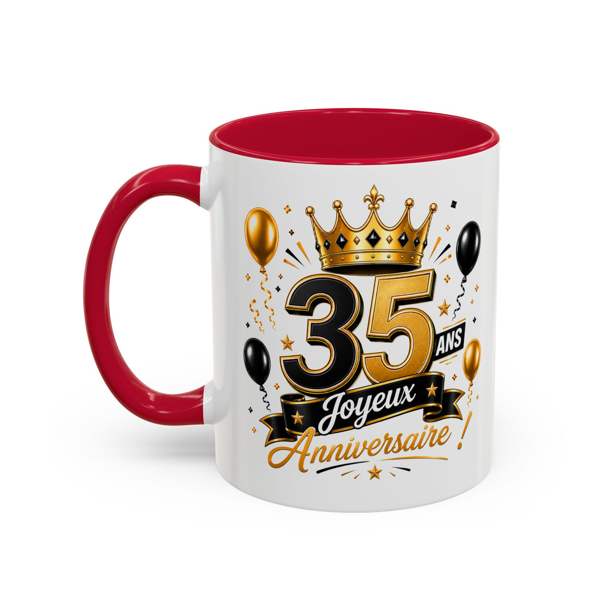 Mug Joyeux 35 Ans – Tasse Anniversaire 35 Ans – Cadeau Original pour Femme Homme – Idée Cadeau 35e Anniversaire Noir Bleu Rouge
