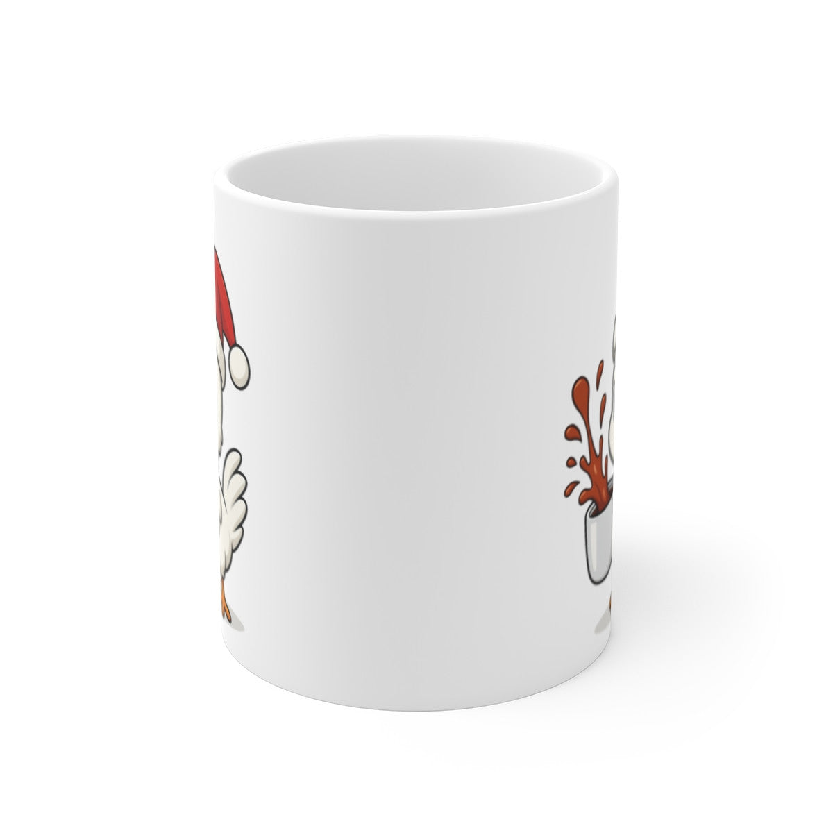Mug Poule Noël 325ml – Tasse Céramique Mignonne avec Bonnet Rouge – Cadeau Fêtes Original