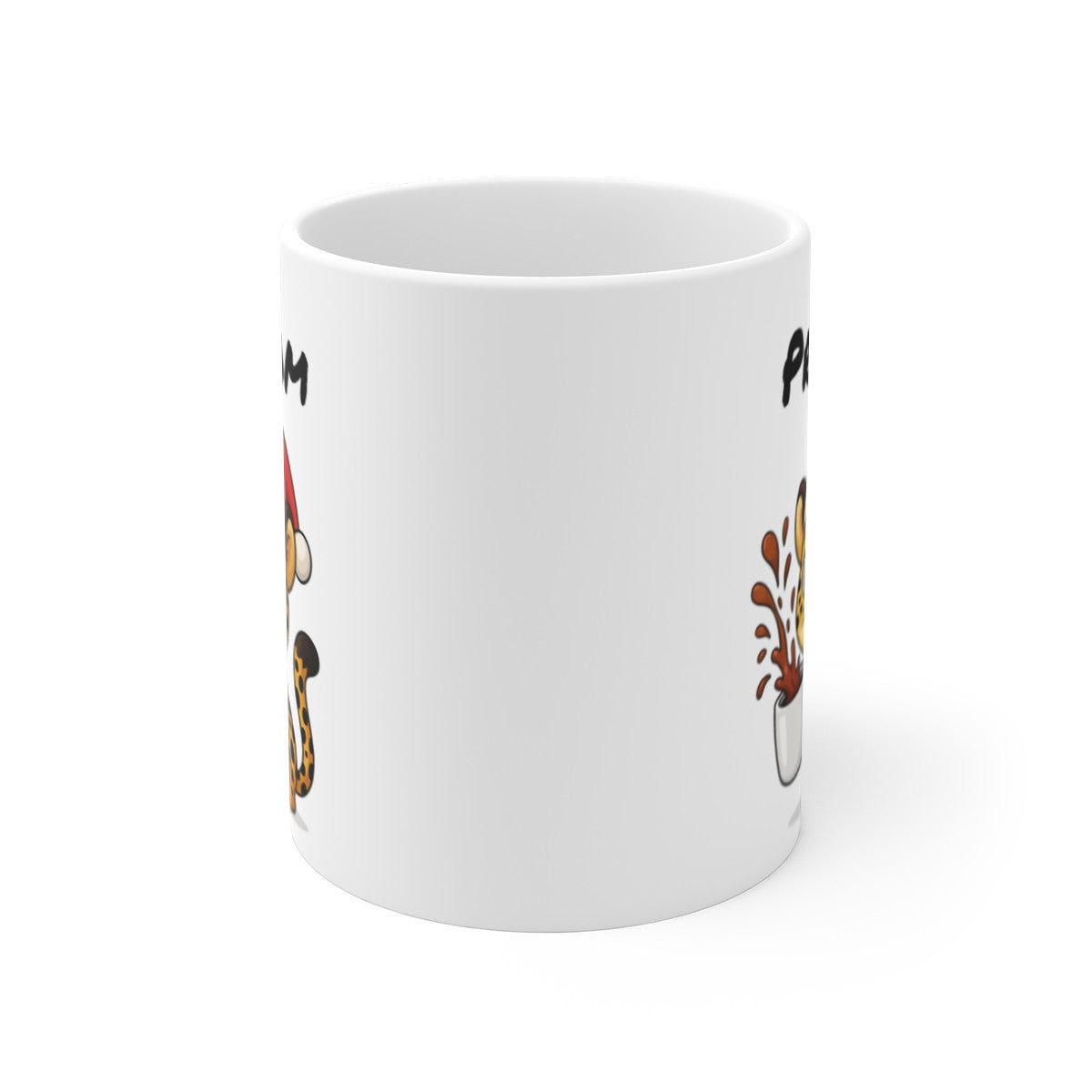 Tasse Personnalisable Léopard Noël – Mug Prénom Céramique 325ml – Cadeau Fêtes Mignon