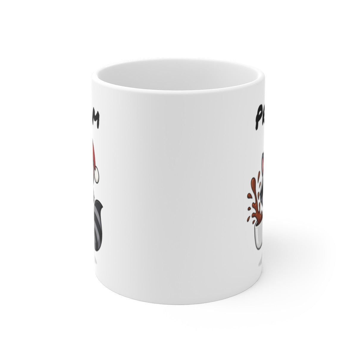 Tasse Personnalisable Raton Laveur Noël – Mug Prénom Céramique 325ml – Cadeau Fêtes Mignon