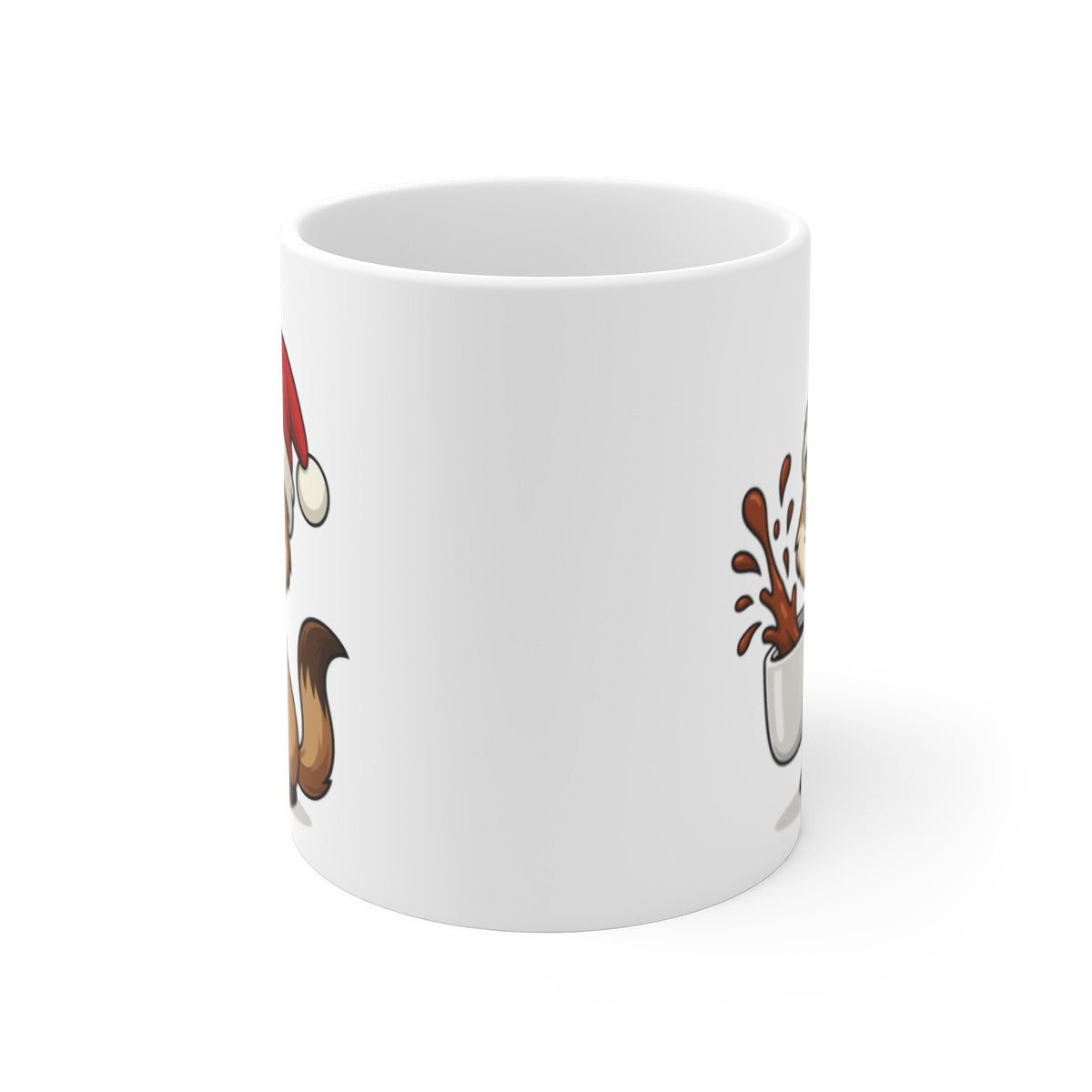Mug Furet Noël 325ml – Tasse Céramique Mignonne avec Bonnet Rouge – Cadeau Fêtes Original