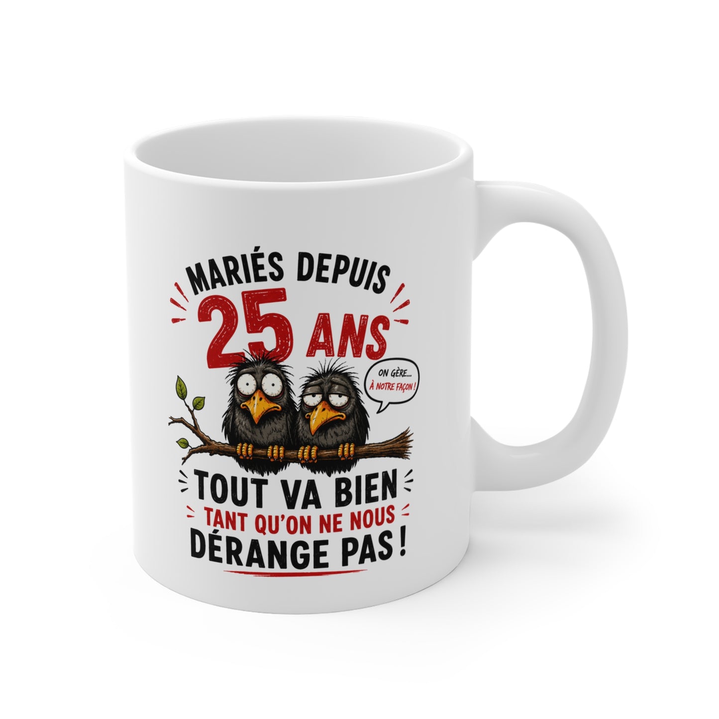 Tasse Mariés Depuis 25 Ans – Mug Humour Anniversaire de Mariage 25 Ans Homme Femme – Cadeau Noces d'Argent 325 ml