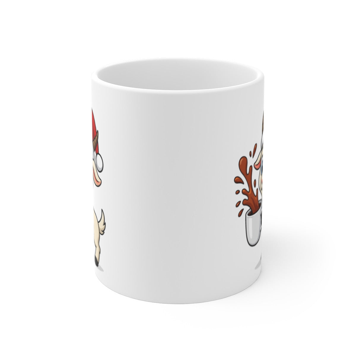 Tasse Chèvre de Noël – Mug Céramique 325ml – Cadeau Fêtes Mignon Micro-ondes Lave-vaisselle