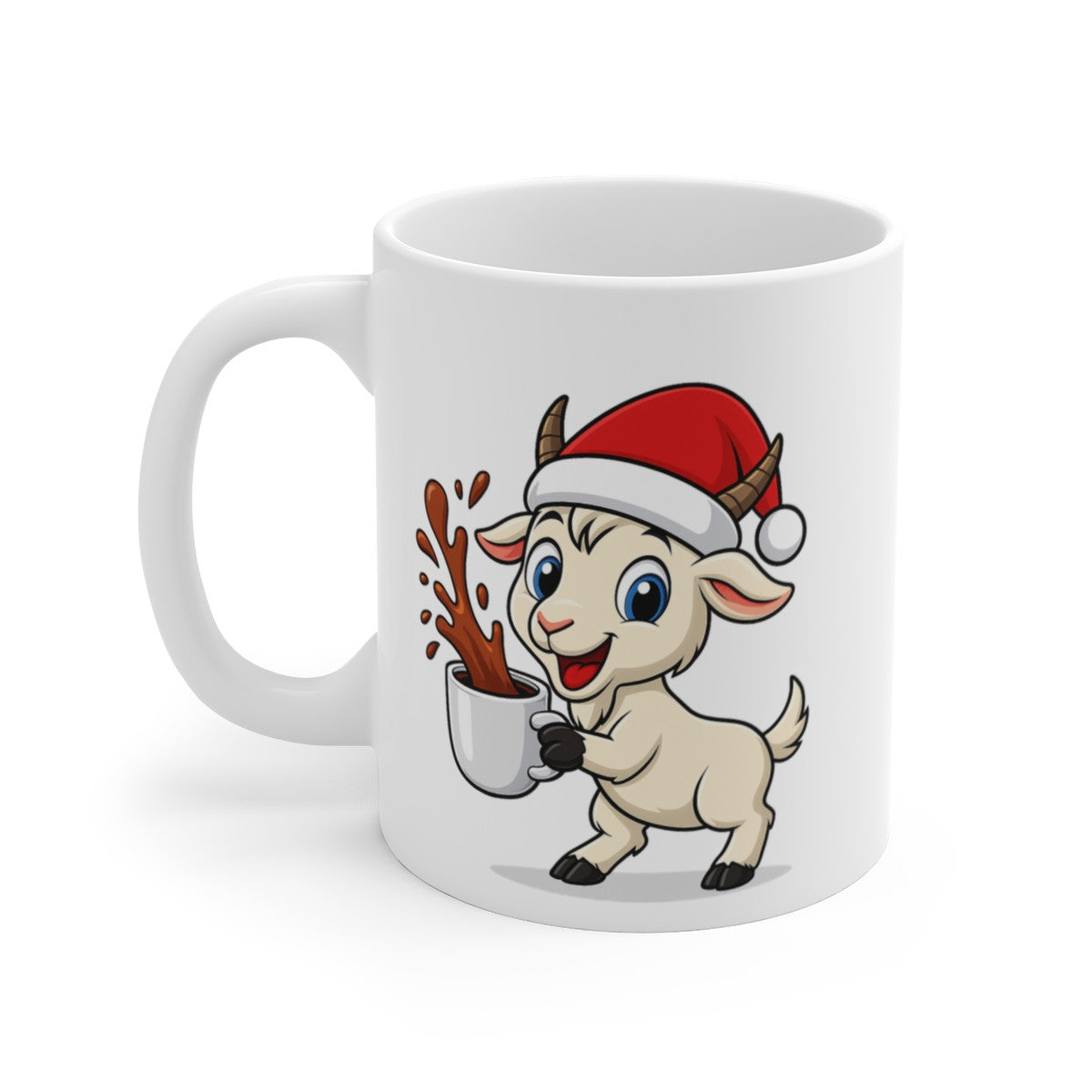 Tasse Chèvre de Noël – Mug Céramique 325ml – Cadeau Fêtes Mignon Micro-ondes Lave-vaisselle