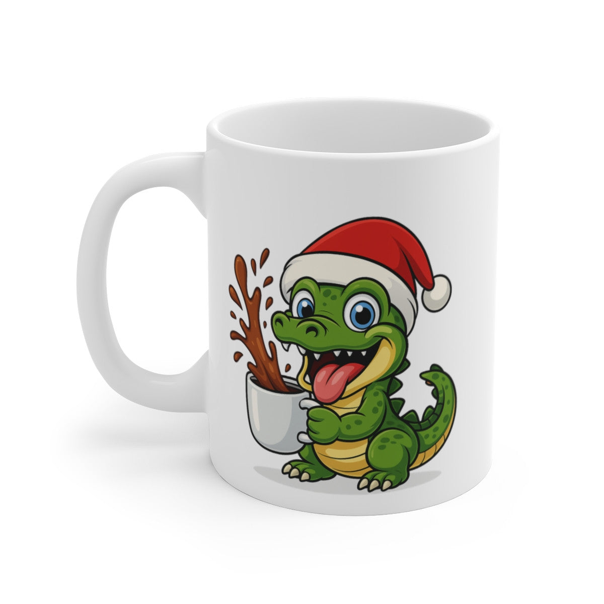 Mug Crocodile de Noël – Tasse Céramique 325ml – Cadeau Fêtes Original –