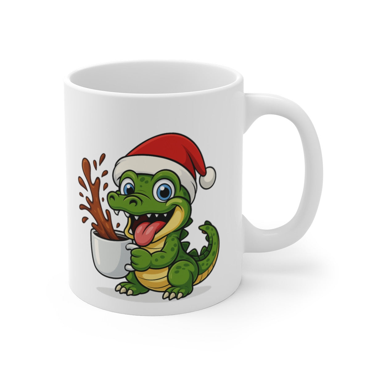 Mug Crocodile de Noël – Tasse Céramique 325ml – Cadeau Fêtes Original –