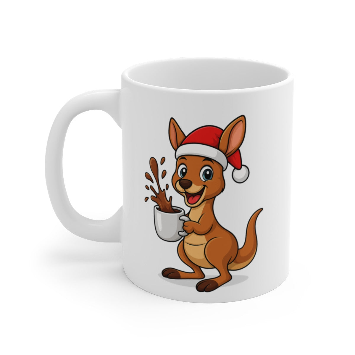 Mug Céramique 325 ml Kangourou Noël – Tasse Festive Micro-ondes & Lave-vaisselle – Cadeau Animal