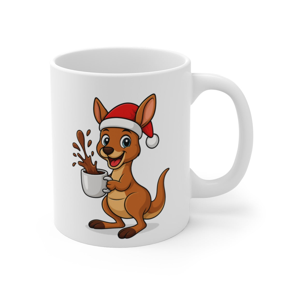 Mug Céramique 325 ml Kangourou Noël – Tasse Festive Micro-ondes & Lave-vaisselle – Cadeau Animal
