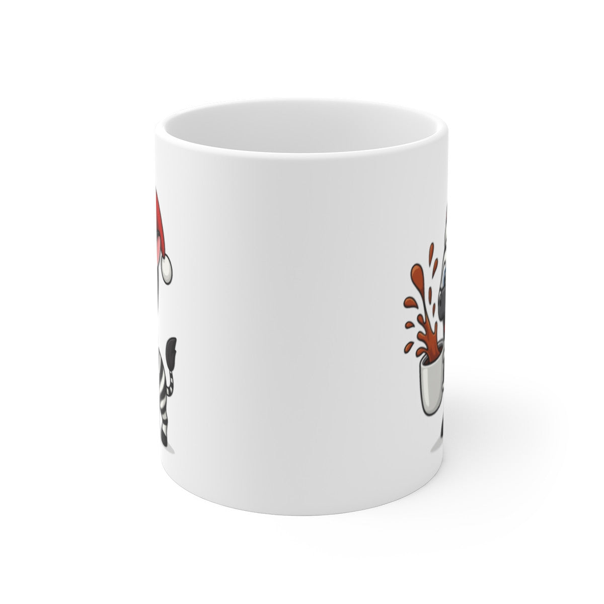 Mug Céramique 325 ml Zèbre Noël – Tasse Festive Micro-ondes & Lave-vaisselle – Cadeau Animal Mignon