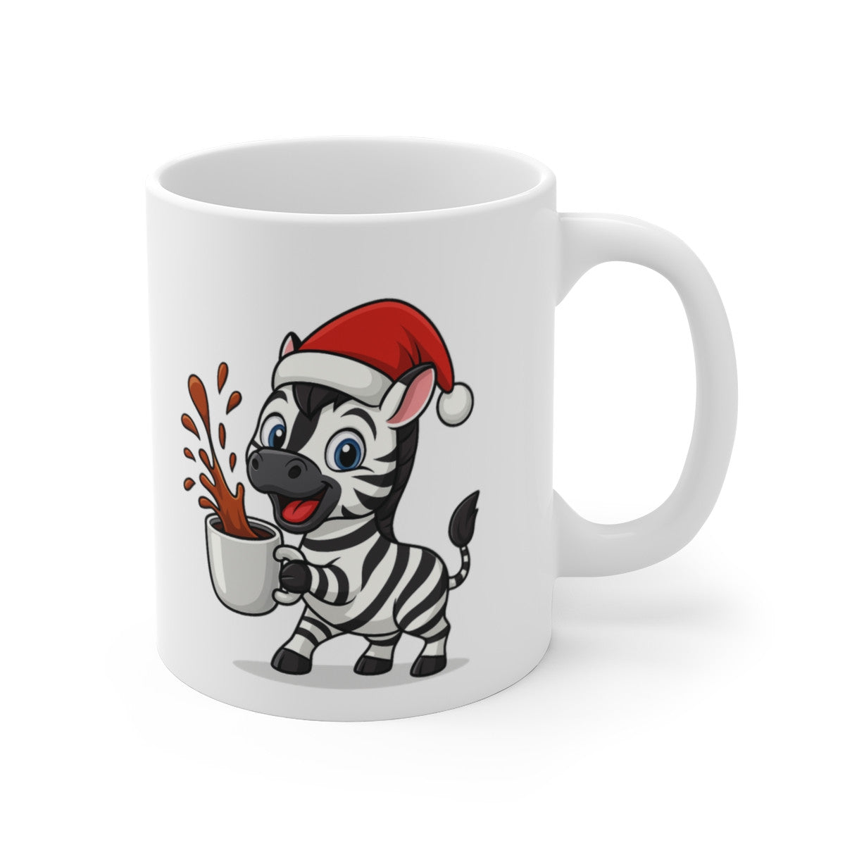 Mug Céramique 325 ml Zèbre Noël – Tasse Festive Micro-ondes & Lave-vaisselle – Cadeau Animal Mignon