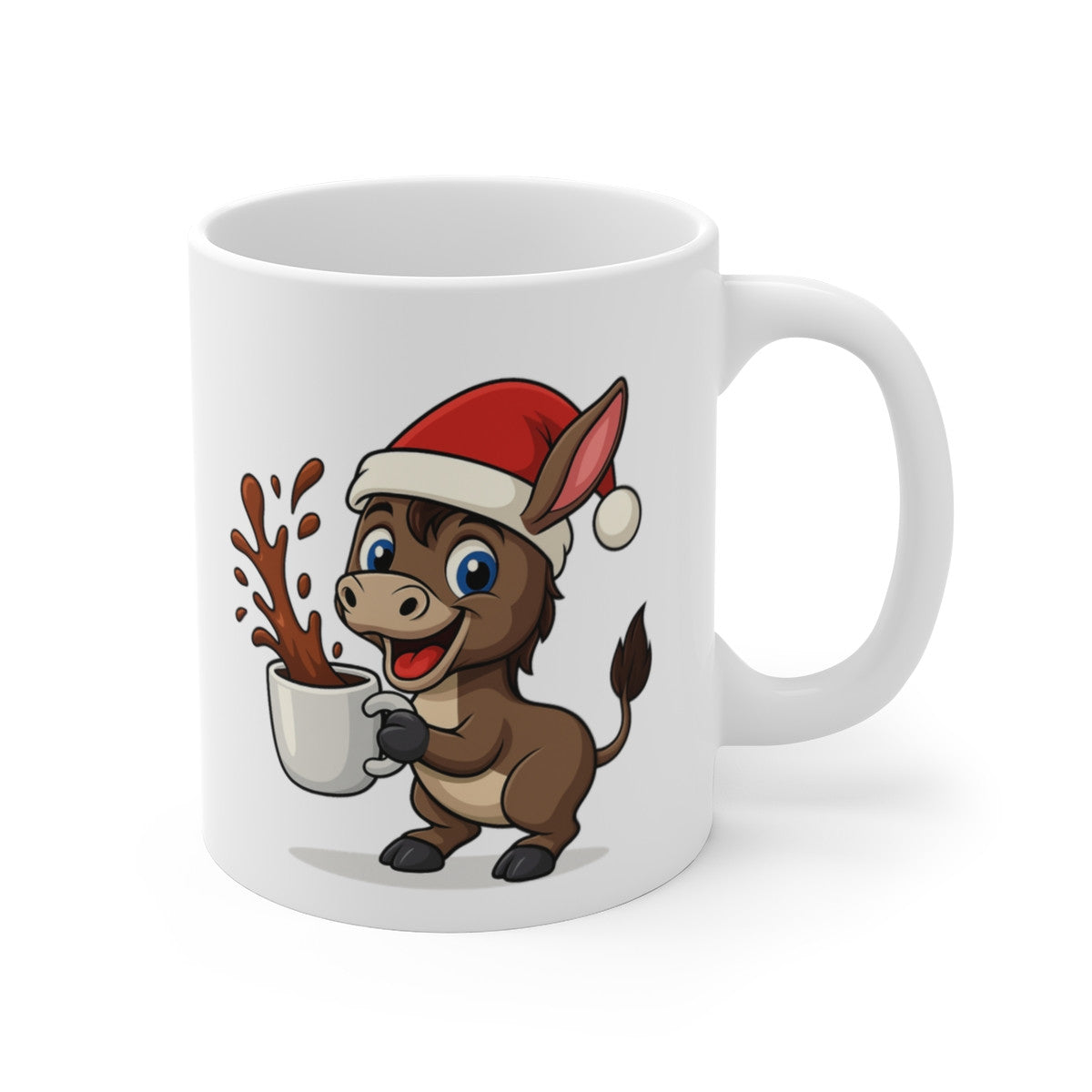 Mug Céramique 325 ml Âne Noël – Tasse Festive Micro-ondes & Lave-vaisselle – Cadeau Animal Mignon