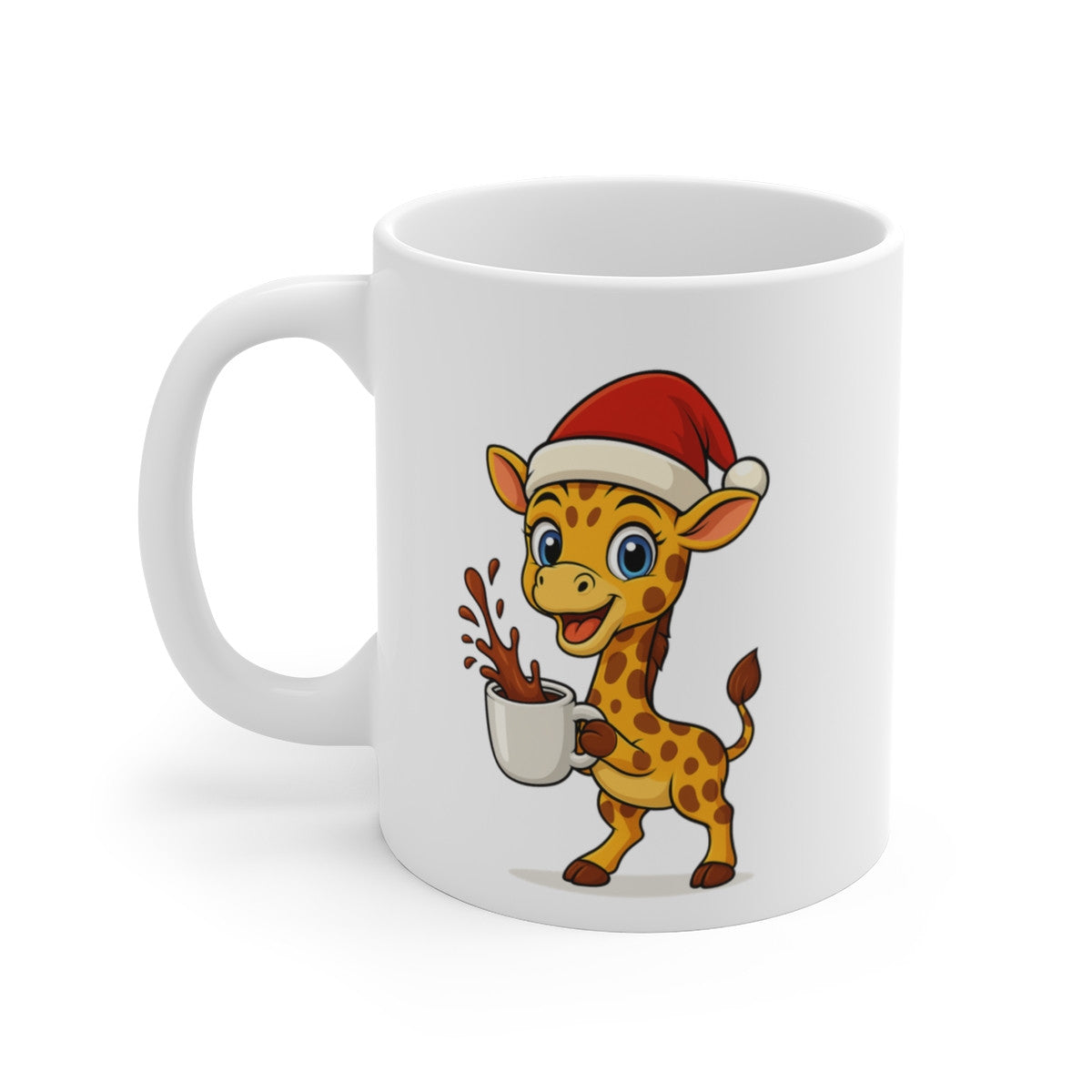 Mug Céramique 325 ml Girafe Noël – Tasse Festive Micro-ondes & Lave-vaisselle – Cadeau Animal Mignon