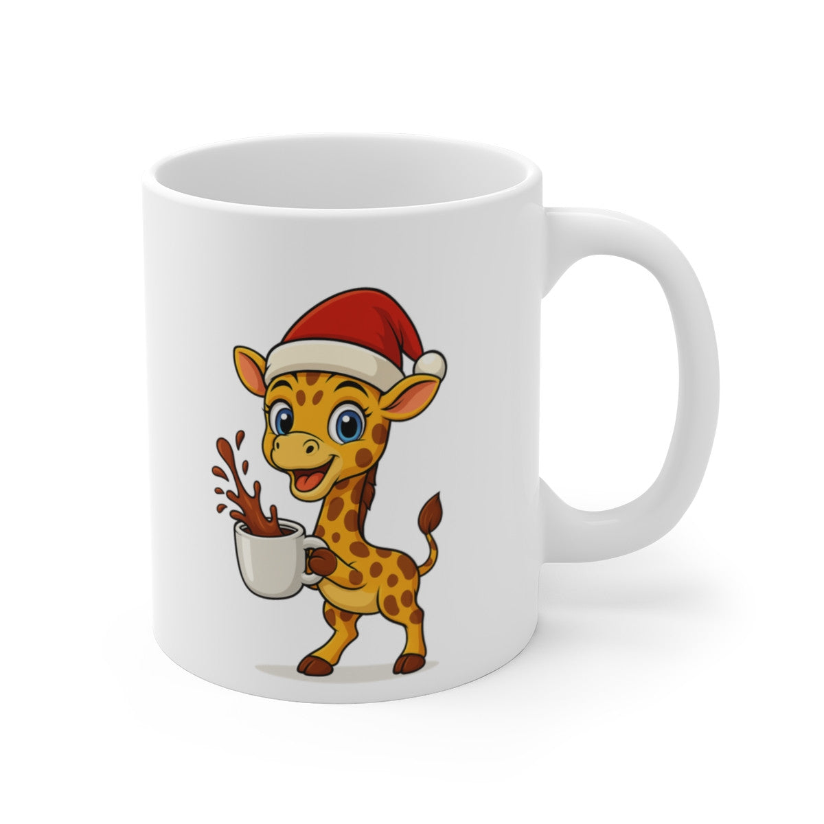 Mug Céramique 325 ml Girafe Noël – Tasse Festive Micro-ondes & Lave-vaisselle – Cadeau Animal Mignon