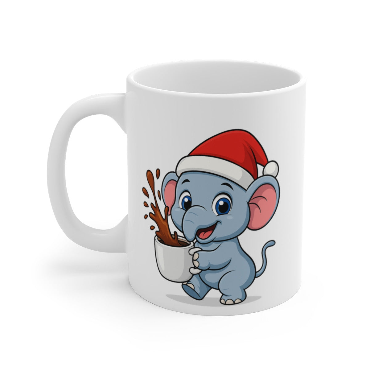 Mug Céramique 325 ml Éléphant Noël – Tasse Festive Micro-ondes & Lave-vaisselle – Cadeau Animal Mignon