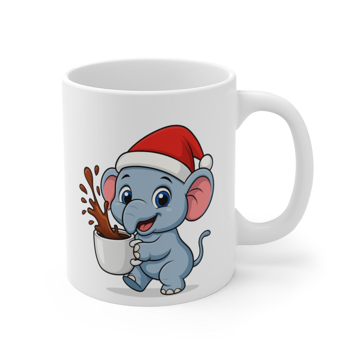 Mug Céramique 325 ml Éléphant Noël – Tasse Festive Micro-ondes & Lave-vaisselle – Cadeau Animal Mignon
