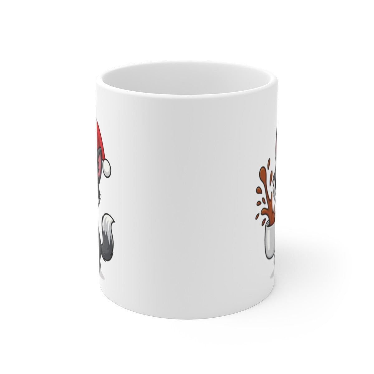 Mug Céramique 325 ml Loup Noël – Tasse Festive Micro-ondes & Lave-vaisselle – Cadeau Animal Mignon