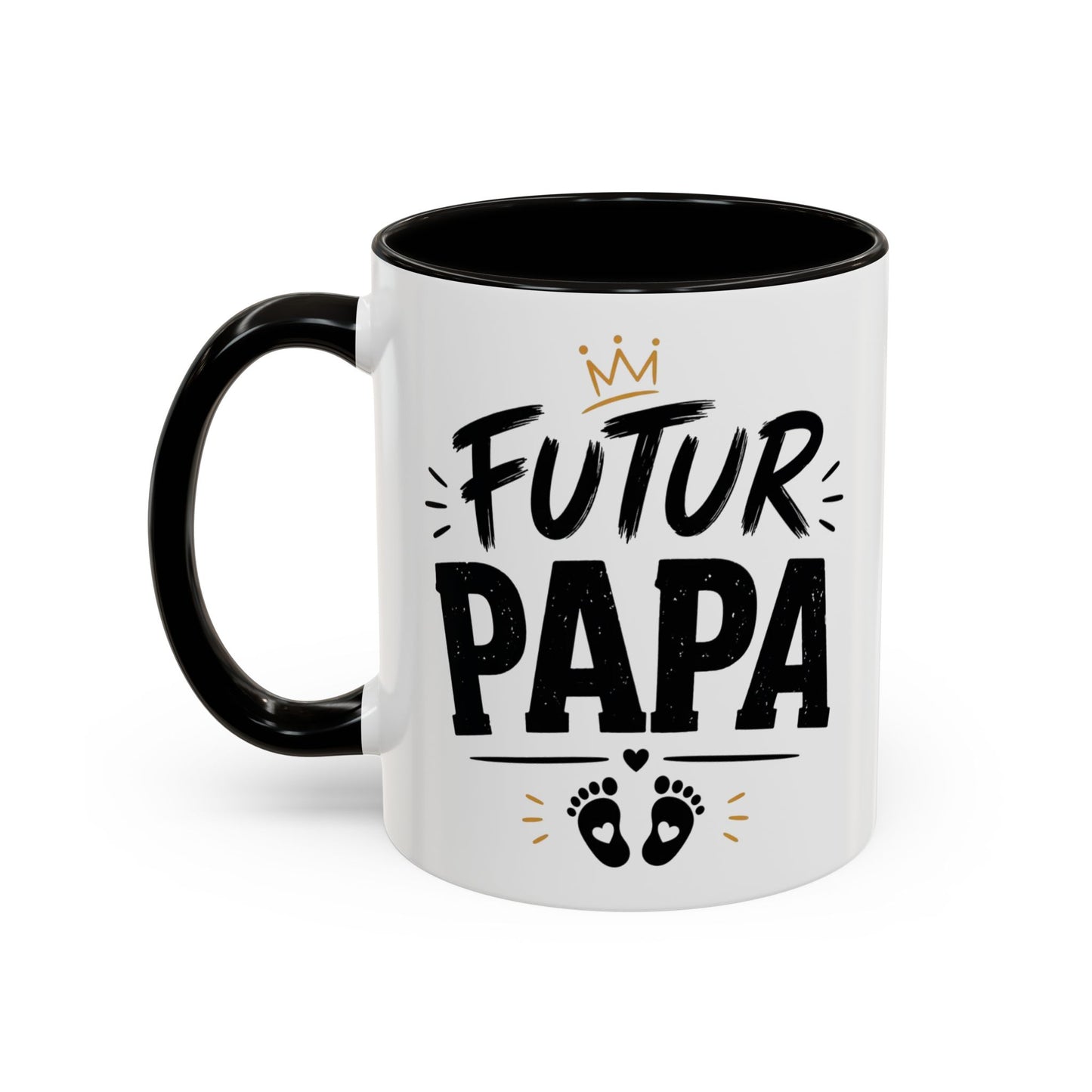 Mug Futur Papa – Tasse Grossesse avec Couronne et Pieds Bébé – Cadeau Future Papa Annonce Grossesse – Céramique 325ml Noir Bleu Rouge