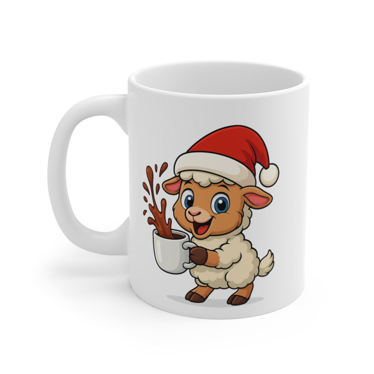 Mug Céramique 325 ml Mouton Noël – Tasse Festive Micro-ondes & Lave-vaisselle – Cadeau Animal Mignon