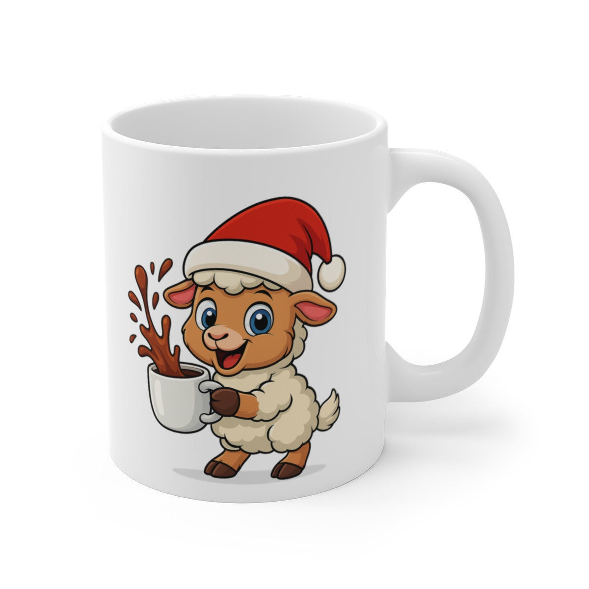 Mug Céramique 325 ml Mouton Noël – Tasse Festive Micro-ondes & Lave-vaisselle – Cadeau Animal Mignon
