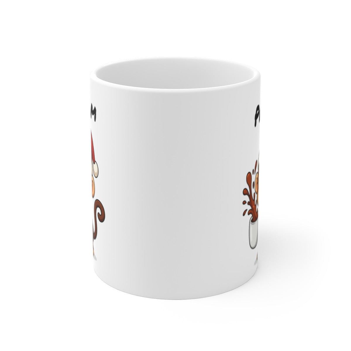 Tasse Personnalisable Singe Noël – Mug Prénom Aquarelle – Cadeau Animal Mignon Fêtes 325 ml
