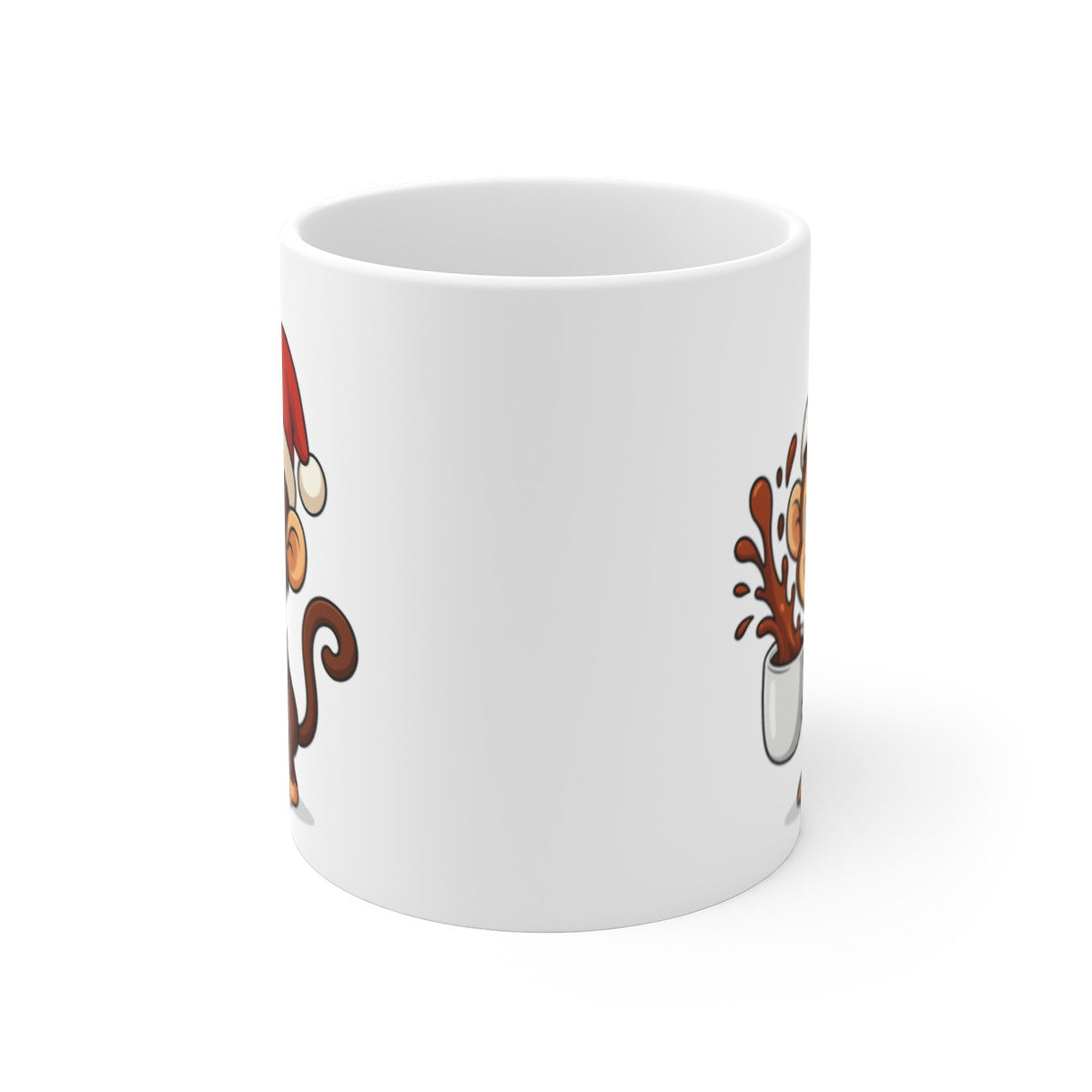 Mug Céramique 325 ml Singe Noël – Tasse Festive Micro-ondes & Lave-vaisselle – Cadeau Animal Mignon