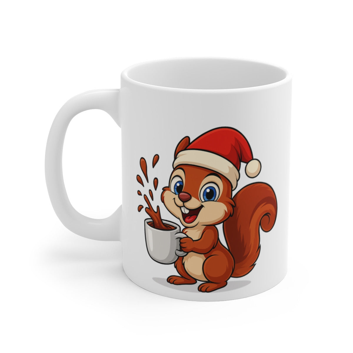 Mug Céramique 325 ml Écureuil Noël – Tasse Festive Micro-ondes & Lave-vaisselle – Cadeau Animal Mignon