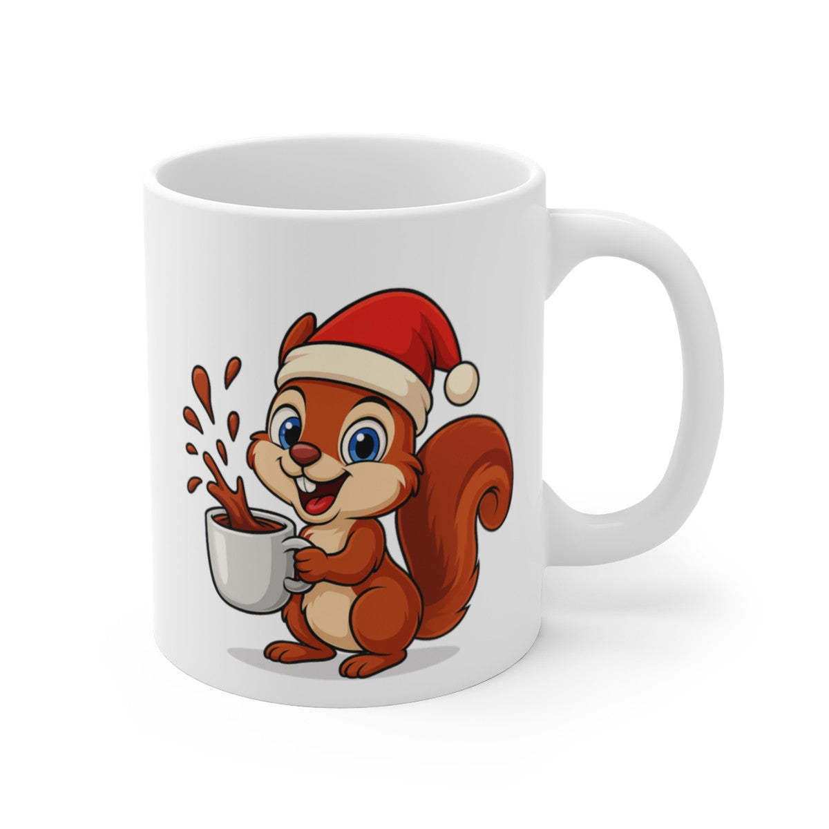 Mug Céramique 325 ml Écureuil Noël – Tasse Festive Micro-ondes & Lave-vaisselle – Cadeau Animal Mignon