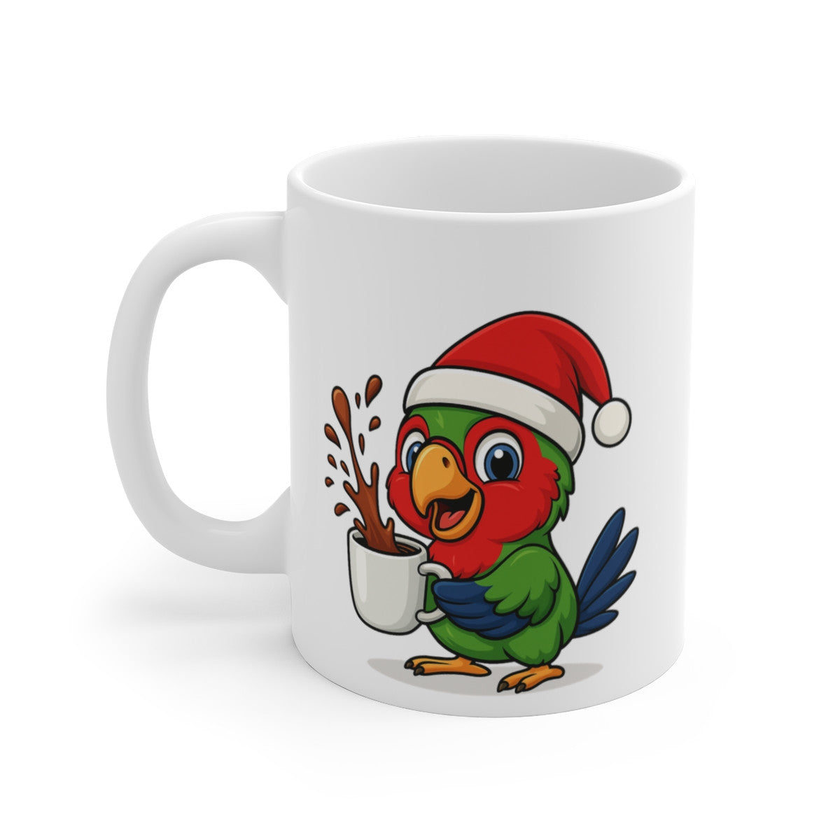 Mug Céramique 325 ml Perroquet Noël – Tasse Festive Micro-ondes & Lave-vaisselle – Cadeau Animal Mignon