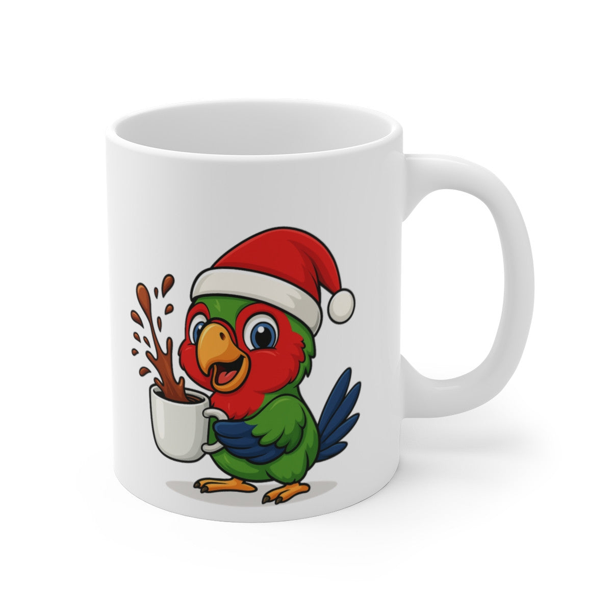 Mug Céramique 325 ml Perroquet Noël – Tasse Festive Micro-ondes & Lave-vaisselle – Cadeau Animal Mignon