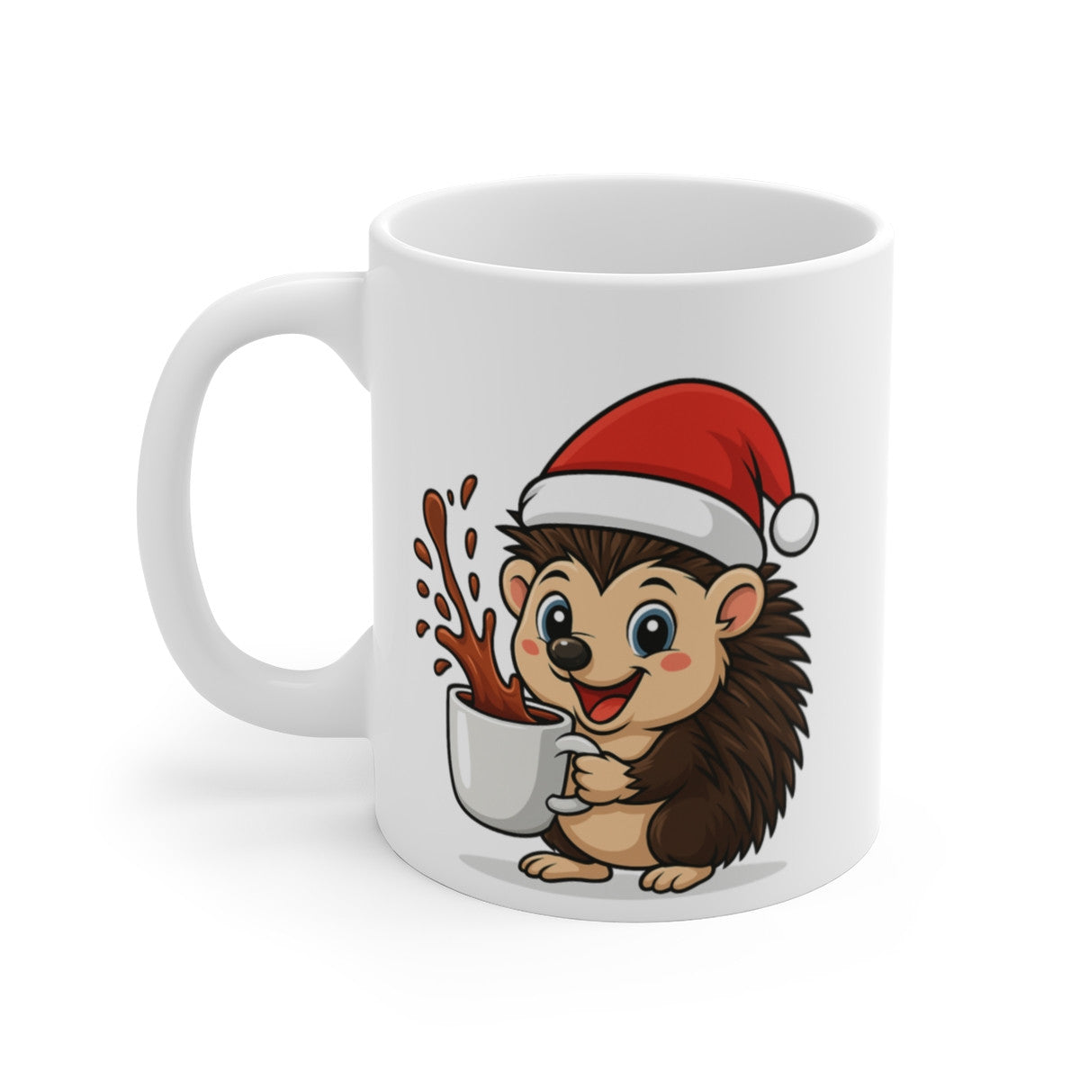 Mug Céramique 325 ml Hérisson Noël – Tasse Festive Micro-ondes & Lave-vaisselle – Cadeau Animal Mignon