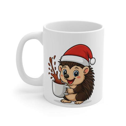 Mug Céramique 325 ml Hérisson Noël – Tasse Festive Micro-ondes & Lave-vaisselle – Cadeau Animal Mignon