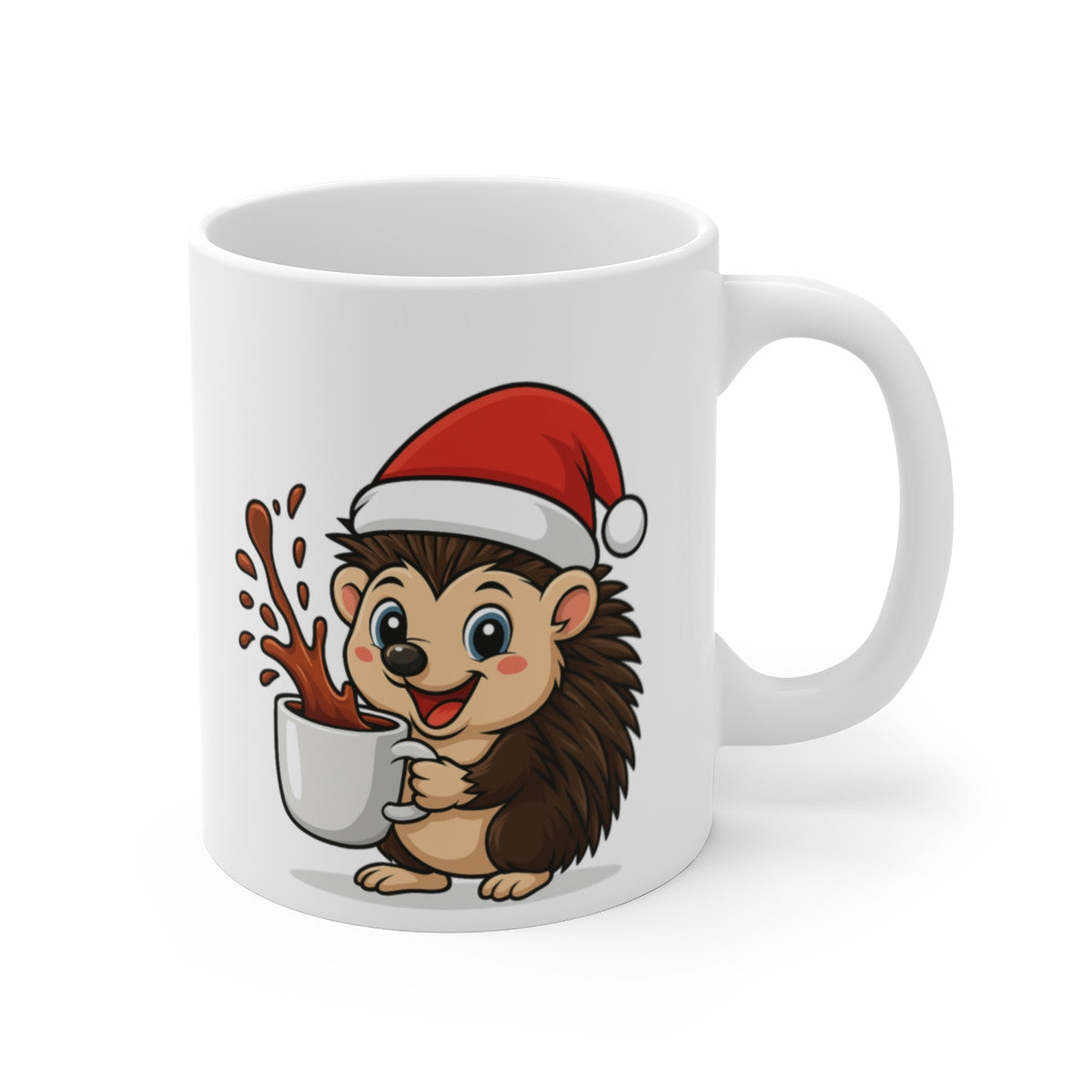 Mug Céramique 325 ml Hérisson Noël – Tasse Festive Micro-ondes & Lave-vaisselle – Cadeau Animal Mignon