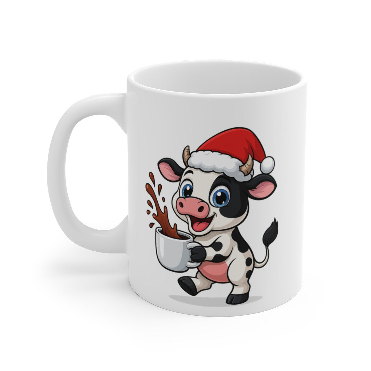 Mug Céramique 325 ml Vache Noël – Tasse Festive Micro-ondes & Lave-vaisselle – Cadeau Animal Mignon