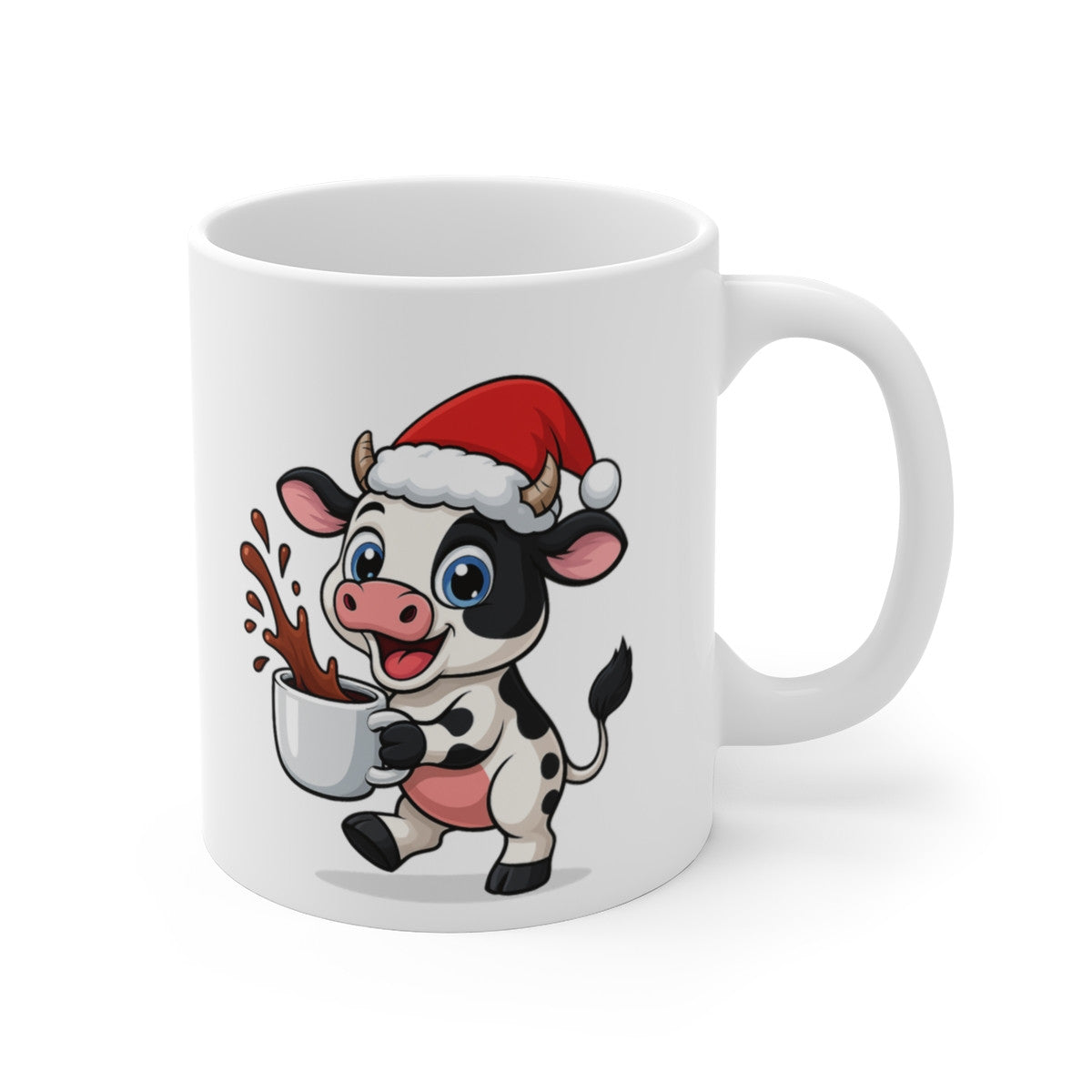 Mug Céramique 325 ml Vache Noël – Tasse Festive Micro-ondes & Lave-vaisselle – Cadeau Animal Mignon