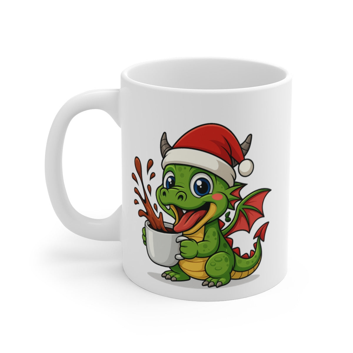Mug Céramique 325 ml Dragon de Noël – Tasse Festive Fantaisie – Cadeau Original Fêtes – Micro-ondes & Lave-vaisselle