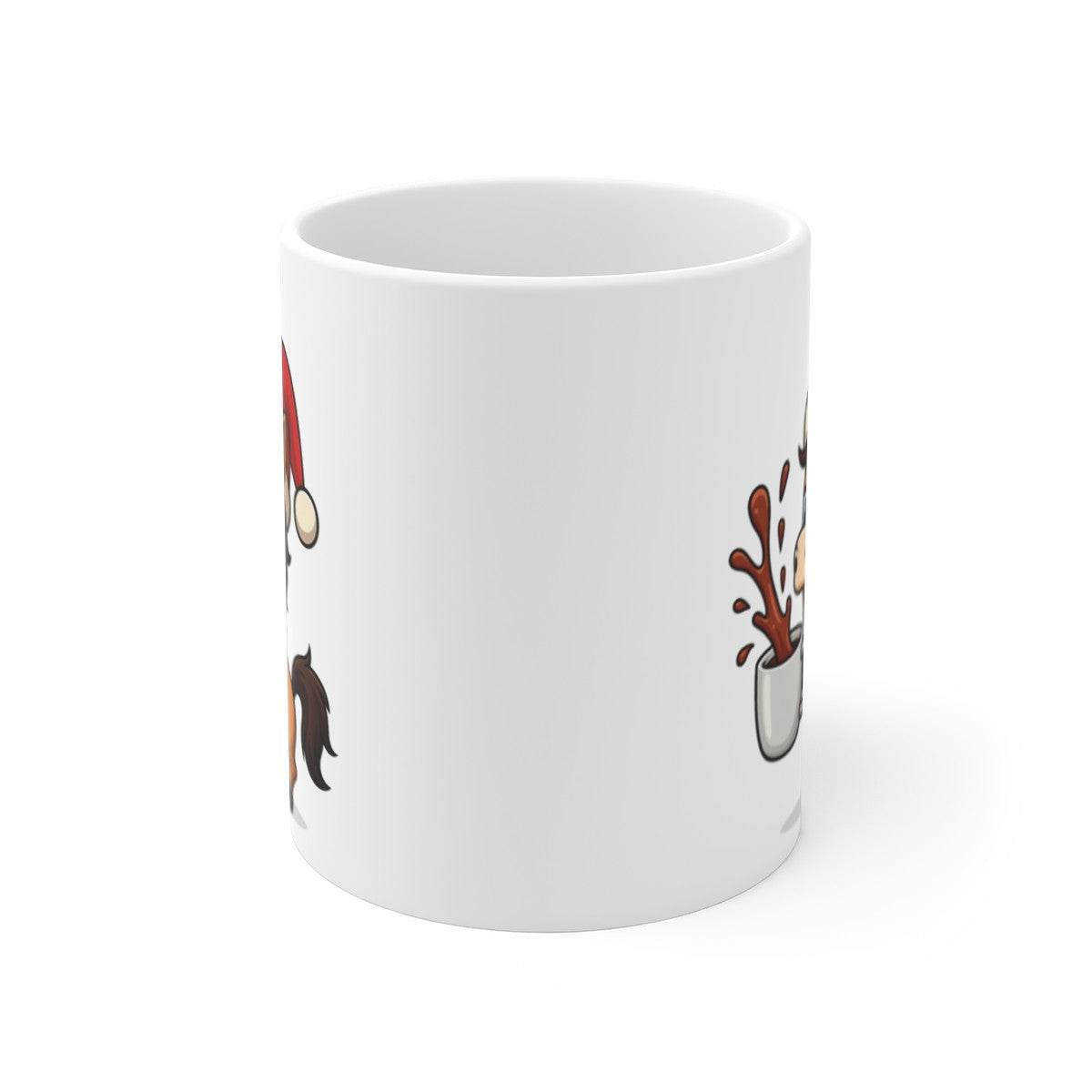 Mug Céramique 325 ml Cheval de Noël – Tasse Festive non Personnalisable – Cadeau Idéal pour les Amoureux des Chevaux –